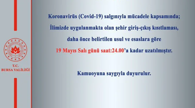 Bursa’ya giriş-çıkış yasağı 15 gün uzatıldı