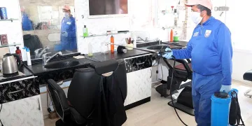 Bursa’nın Yenişehir ilçesinde kuaför salonları dezenfekte edildi