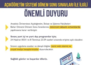 Anadolu Üni̇versi̇tesi̇: Finaller internet ortamında olacak