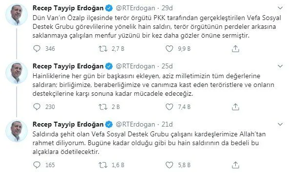 Cumhurbaşkanı Erdoğan:”Hai̇n Saldırının Bedeli̇ Bu Alçaklara Ödeti̇lecekti̇r”