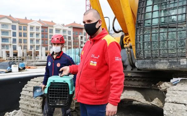 İş makinesinin motor bölümündeki 5 yavru kedi kurtarıldı