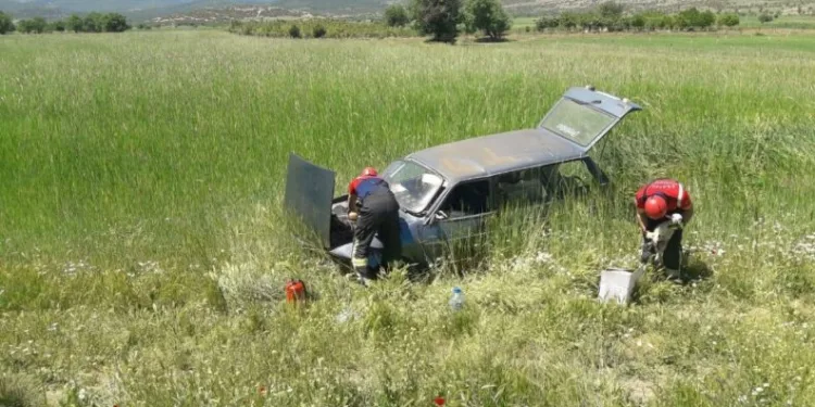 Kaza yapan otomobi̇ldeki̇ kuzuya eli̇yle su içi̇rdi̇