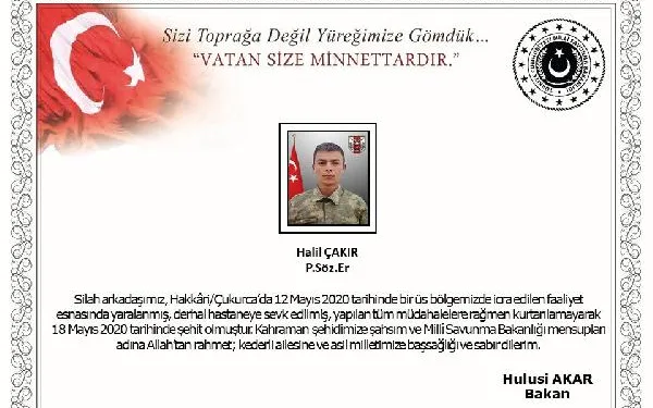 MSB: Hakkari’de 1 asker şehit oldu (2)