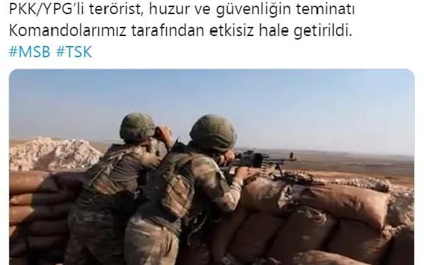 MSB: Sızma girişiminde bulunan 2 PKK/YPG’li etkisiz hale getirildi