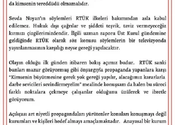 RTÜK Başkanı Şahin: Sevda Noyan’ın söylemleri kabul edilemez
