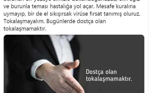 Bakan Koca: Bugünlerde dostça olan tokalaşmamaktır