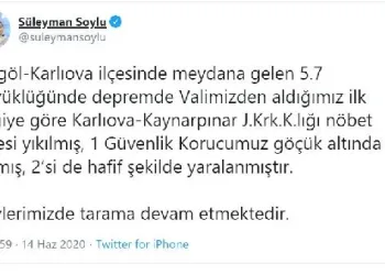 Bakan Soylu: Depremde nöbet kulübesi yıkıldı
