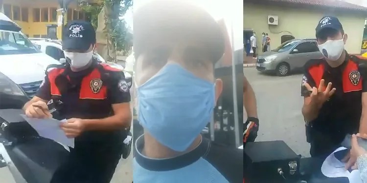 Maske cezası yazan polisle tartışmasını canlı yayınladı