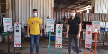 Gemli̇kli girişimcilerden yerli üretim pedallı dezenfektan
