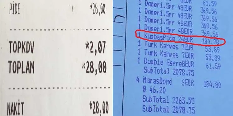 Merkezde 28 TL olan pide fiyatı tatil bölgesinde 184 TL