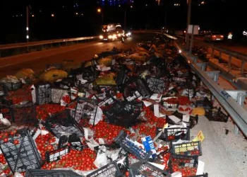 Sebze yüklü kamyon devrildi: 1’i ağır, 3 yaralı