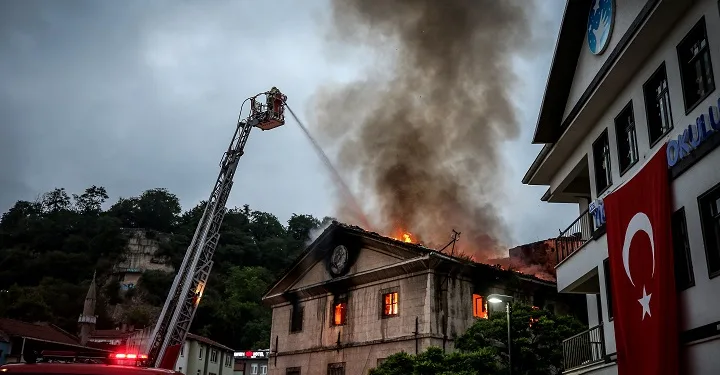 Bursa’daki tarihi binada yangın