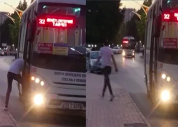 Otobüsü durdurdu, binmek yerine bağcıklarını bağladı