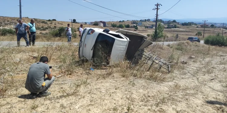 Bursa’da yan yatan kamyoneti çalıştırıp yoluna devam etti