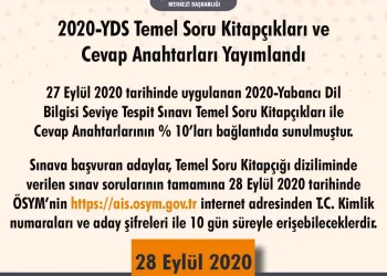 2020 YDS soru kitapçıkları ve cevap anahtarları erişime açıldı