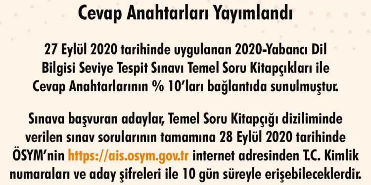 2020 YDS soru kitapçıkları ve cevap anahtarları erişime açıldı