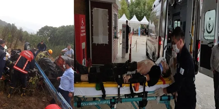 Bursa’da devrilen traktör dehşeti yaşattı
