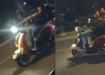 Bursa’da motosiklet üzerinde tehlikeli yolculuk