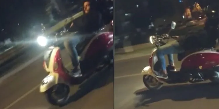 Bursa’da motosiklet üzerinde tehlikeli yolculuk