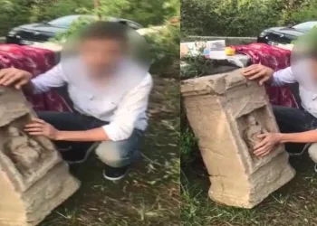 Çaldığı tarihi eseri çektiği video ile tanıttı