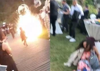 Düğünde patlayan havai fişek kabusu oldu
