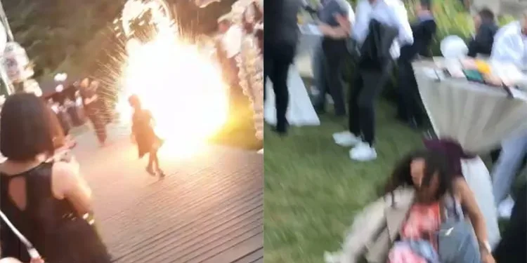 Düğünde patlayan havai fişek kabusu oldu