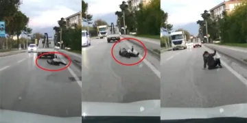 Kasasına tutunduğu araçtan düştü, ölümden döndü