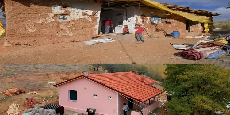 Toprak evde yaşam mücadelesi veren 7 kişilik aile yeni evlerine kavuştu