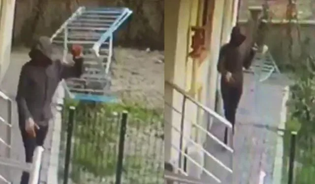 Eve giremeyince balkondaki çamaşır askılığını çaldı