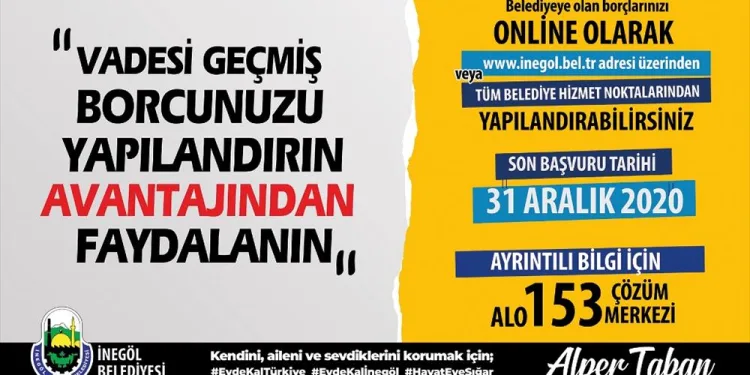 Belediye borçlarının yapılandırılmasında son gün 31 Aralık