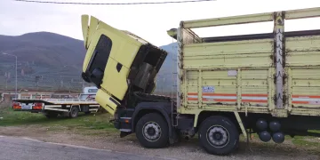 Park ettiği kamyondan inen sürücüye otomobil çarptı