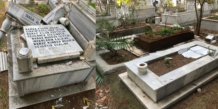 Mezarları tahrip etti, “moralim bozuktu yaptım” dedi