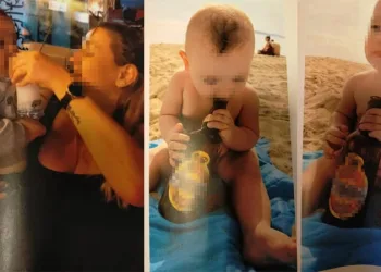 1,5 yaşındaki bebeğe alkol içirip fotoğraflarını paylaştılar
