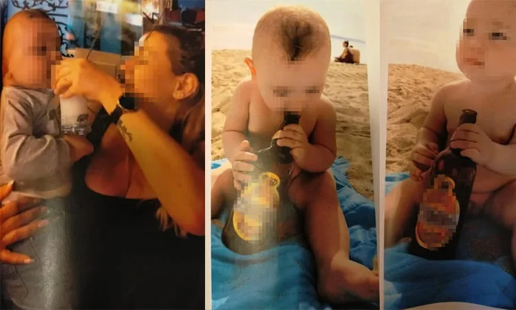 1,5 yaşındaki bebeğe alkol içirip fotoğraflarını paylaştılar