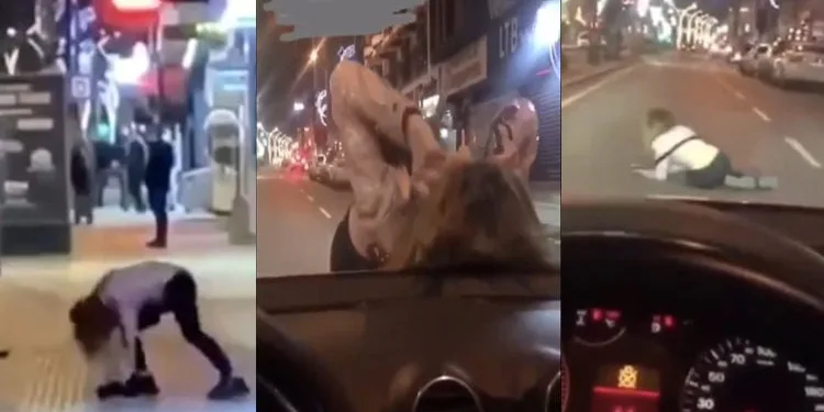 İbretlik görüntüler… Kendini yerden yere vurdu