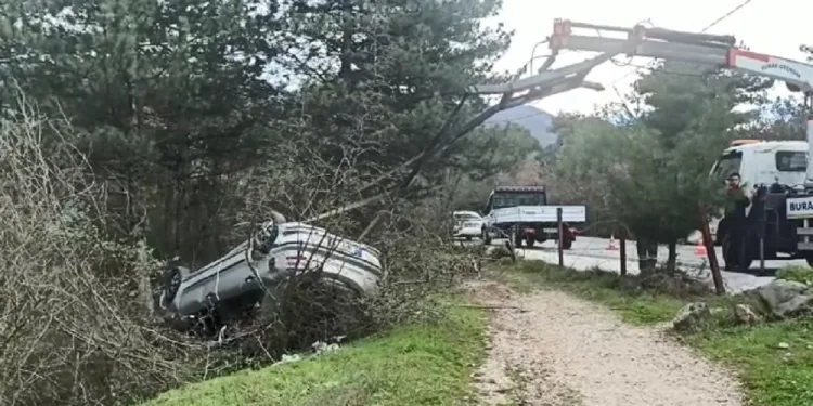 Bursa’da ehliyetsiz sürücü ormanlık alana uçtu
