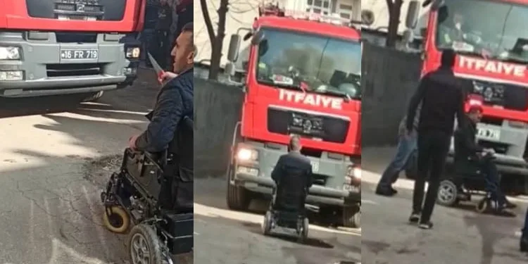 Bursa’da evini ateşe verdi bıçakla itfaiyeye direndi