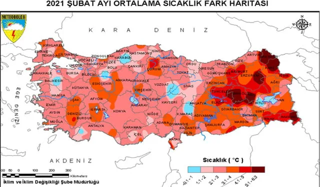 Şubatta sıcaklık 2.8 derece arttı