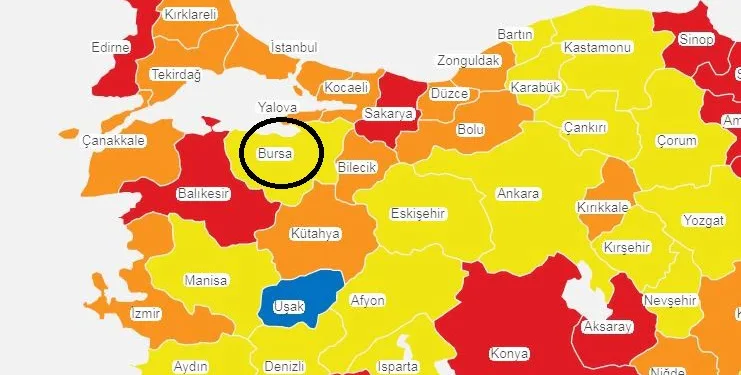 Bursa, yüksek ve çok yüksek riskli illerin arasında kaldı
