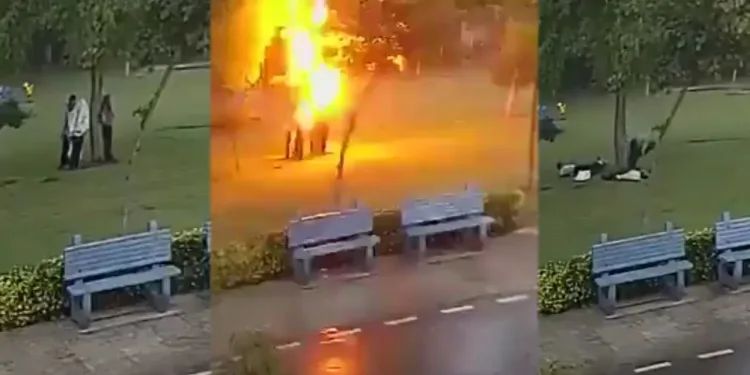 Yağmurdan korunmak isteyen 4 kişinin sığındığı ağaca yıldırım düştü