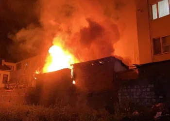 Kavga eden alkollü kardeşler odunluğu yaktı