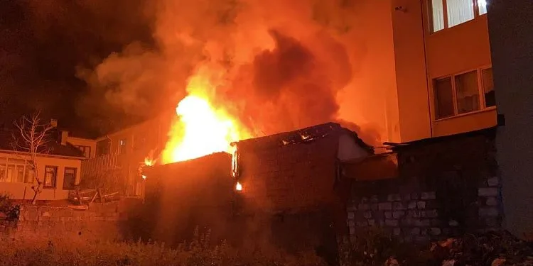 Kavga eden alkollü kardeşler odunluğu yaktı