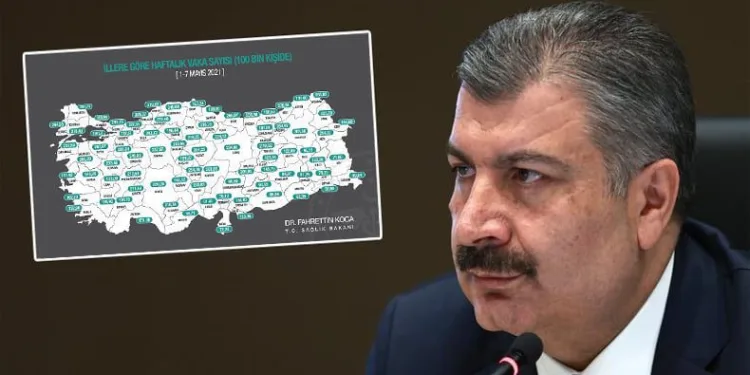 İllere göre haftalık vaka sayıları açıklandı