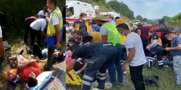 Bursa’da şarampole yuvarlanan araçta can pazarı