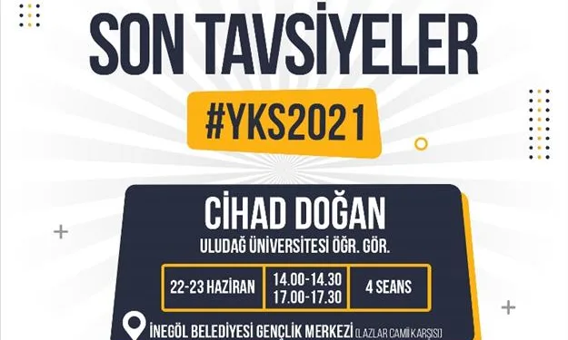 İnegöl Belediyesi’nden YKS öncesi öğrencilere son tavsiyeler