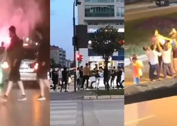Bursa’da yolu trafiğe kapatıp havaya ateş açtılar