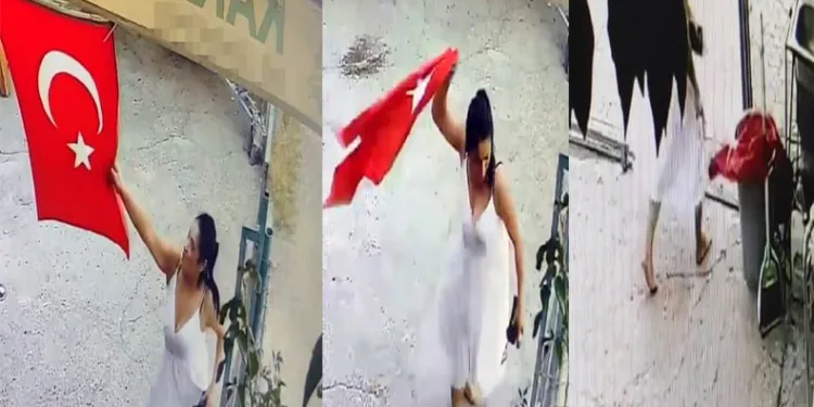 İş yerinde asılı olan Türk bayrağını çöpe attı