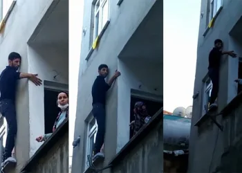 Hırsızlık için girdi, pencerede mahsur kaldı