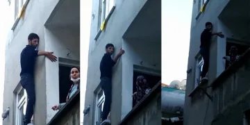 Hırsızlık için girdi, pencerede mahsur kaldı