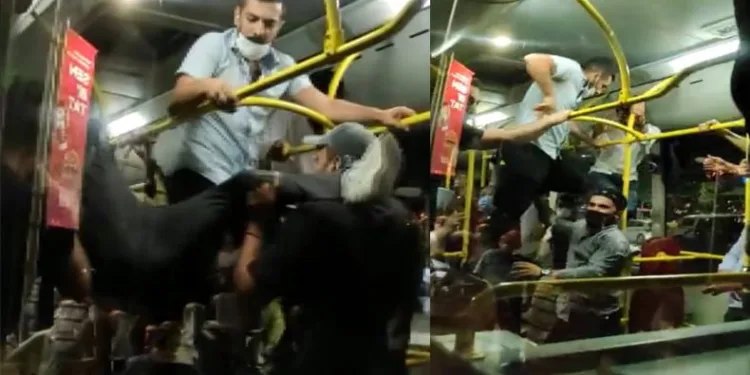 Otobüste tekme tokat maske kavgası